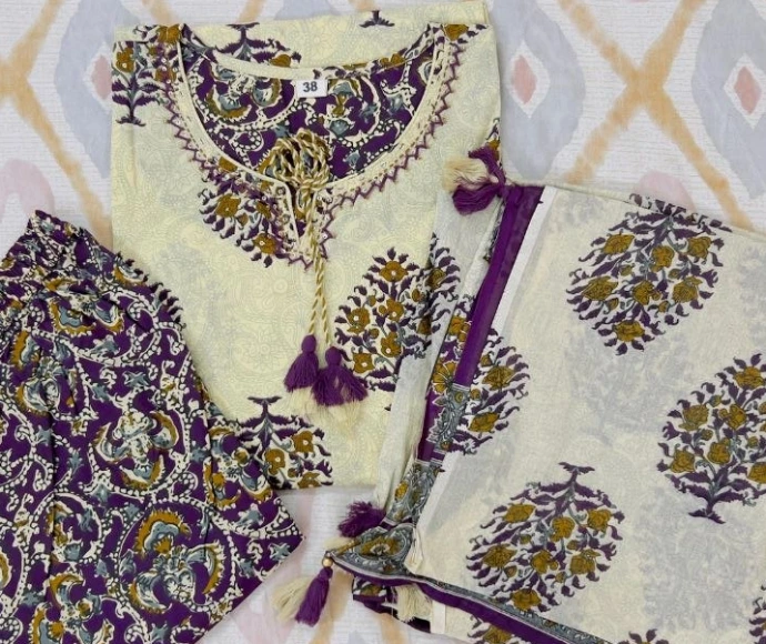 100% pure mul cotton kurta set 